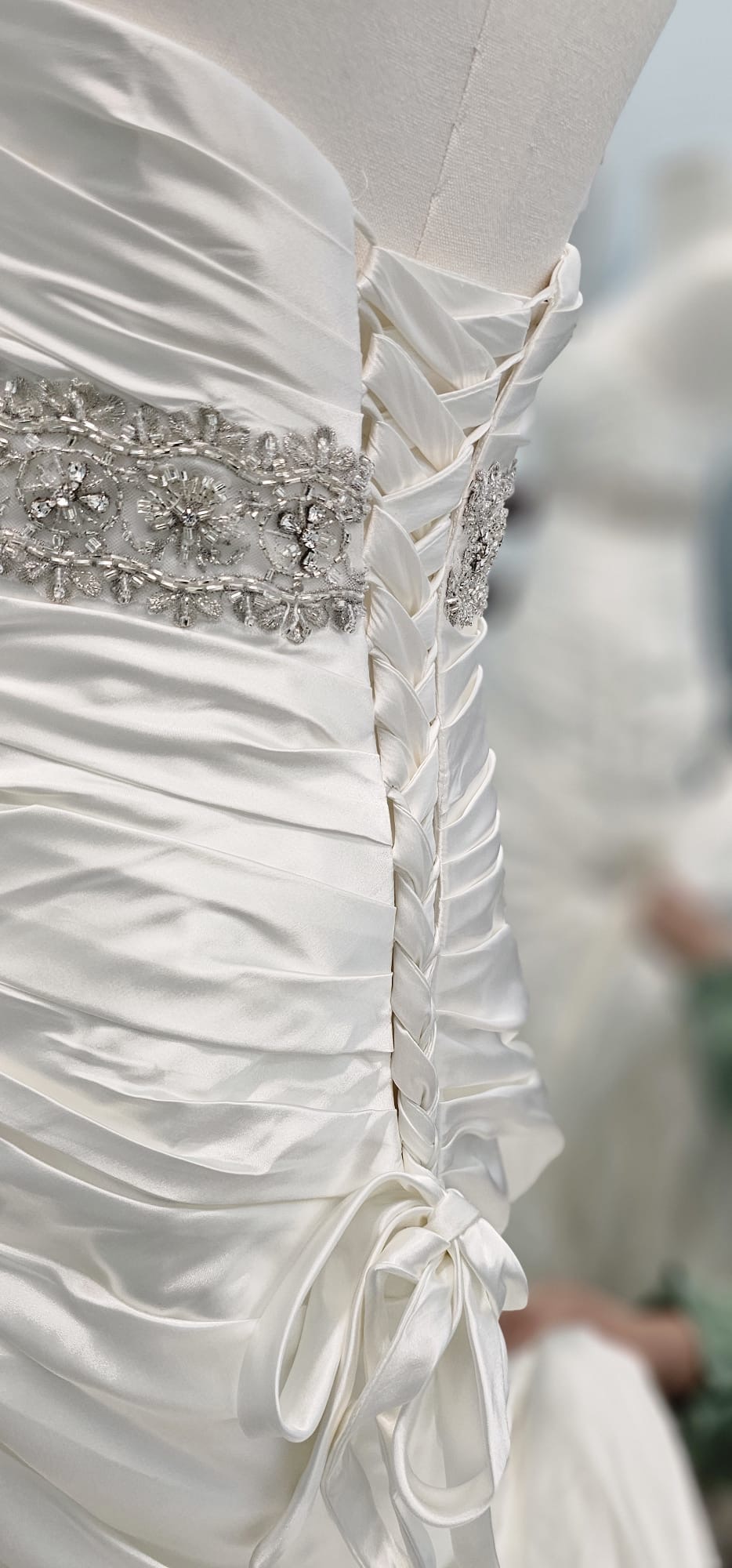 Bridal gown lace-up detail