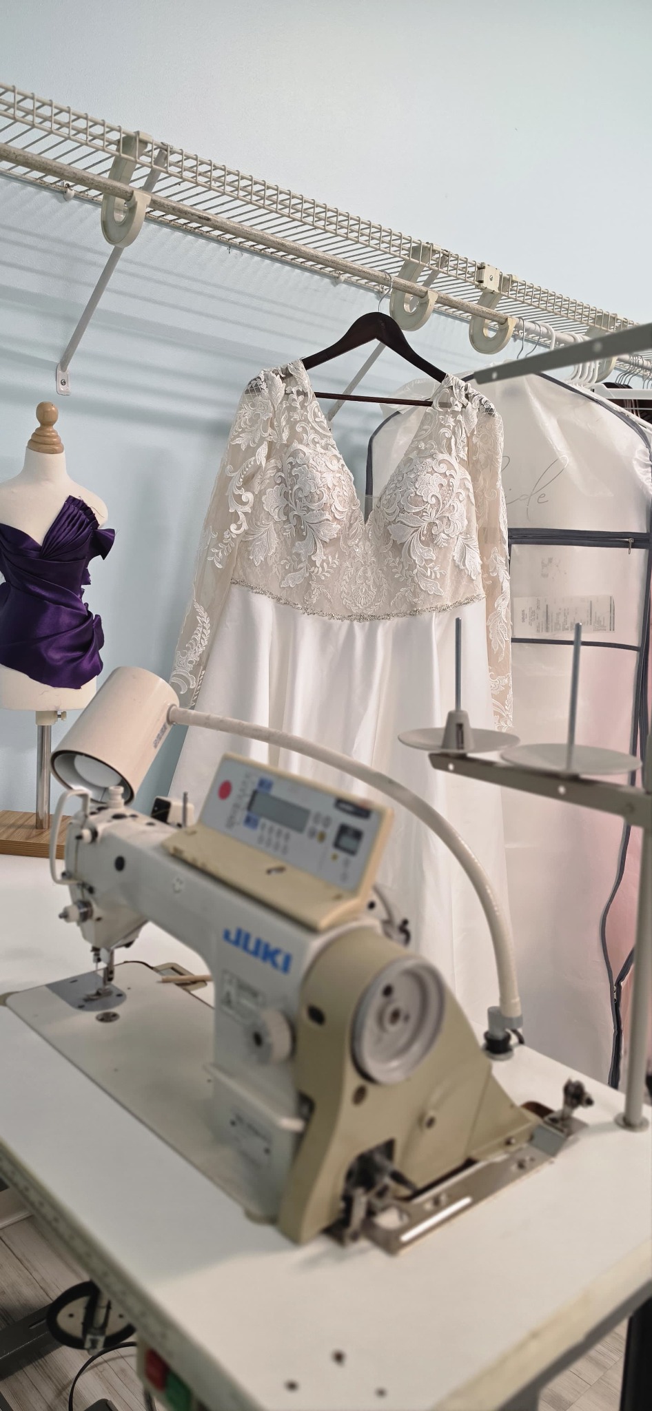 Sewing machine and bridal gown